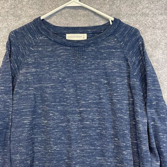 MUTUAL WEAVE Sweater Men's XL Heathered Blue Raglan Sleeve Crew Neck Pullover - Picture 2 of 11
